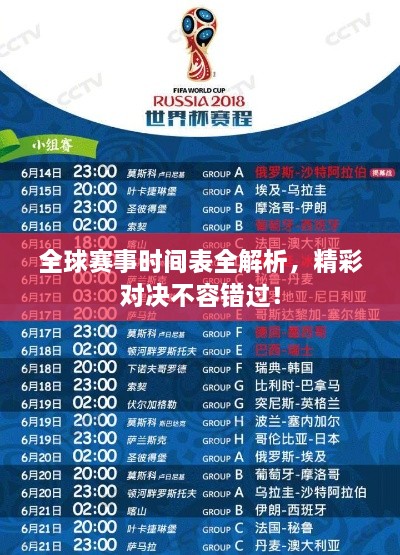 全球賽事時間表全解析，精彩對決不容錯過！