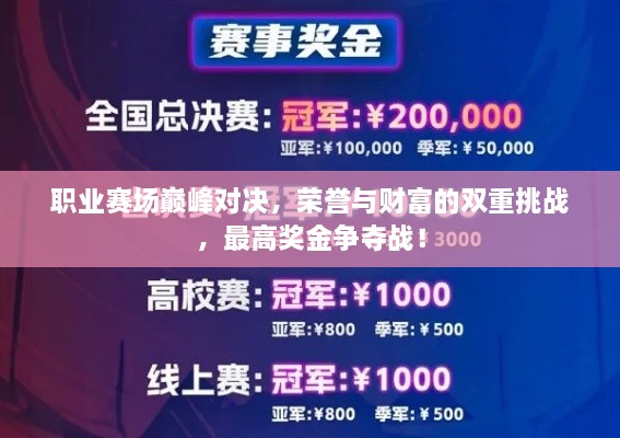 職業(yè)賽場(chǎng)巔峰對(duì)決，榮譽(yù)與財(cái)富的雙重挑戰(zhàn)，最高獎(jiǎng)金爭(zhēng)奪戰(zhàn)！