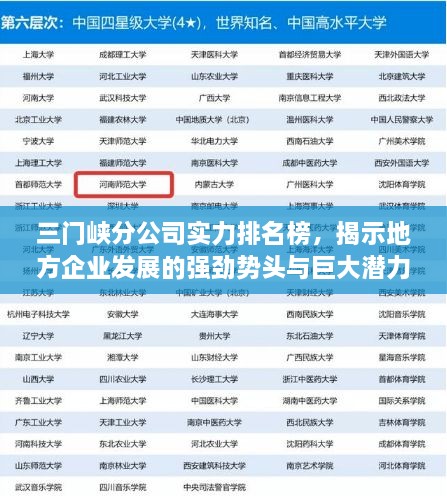 三門峽分公司實力排名榜，揭示地方企業(yè)發(fā)展的強勁勢頭與巨大潛力