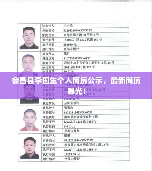 會昌縣李國生個人簡歷公示，最新簡歷曝光！