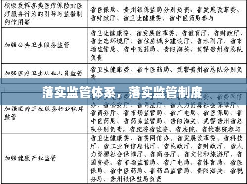 落實監(jiān)管體系，落實監(jiān)管制度 
