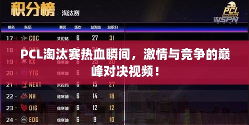 PCL淘汰賽熱血瞬間，激情與競爭的巔峰對決視頻！