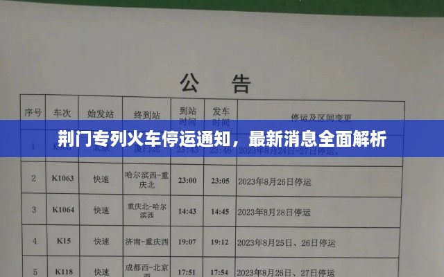 荊門專列火車停運通知，最新消息全面解析