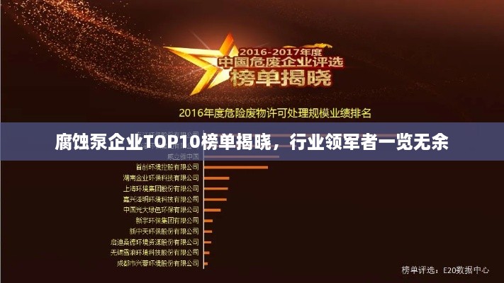 腐蝕泵企業(yè)TOP10榜單揭曉，行業(yè)領(lǐng)軍者一覽無余