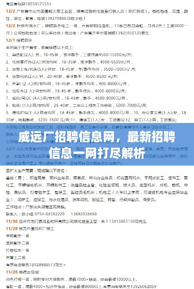威遠廠招聘信息網(wǎng)，最新招聘信息一網(wǎng)打盡解析