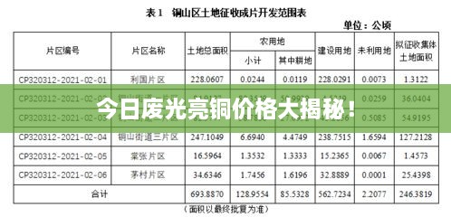 今日廢光亮銅價格大揭秘！