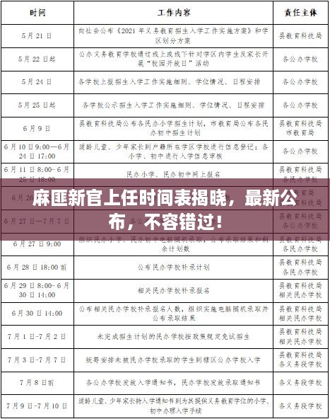 麻匪新官上任時間表揭曉，最新公布，不容錯過！