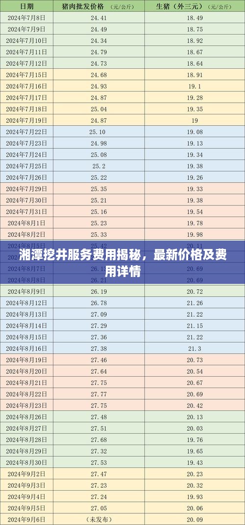 湘潭挖井服務(wù)費(fèi)用揭秘，最新價(jià)格及費(fèi)用詳情