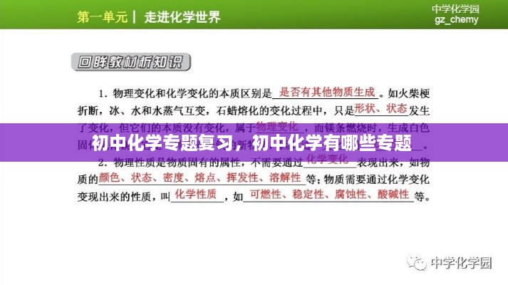 初中化學專題復習，初中化學有哪些專題 